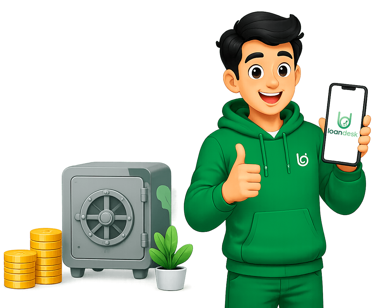 Loandesk advisor giving a thumbs up while showing the app